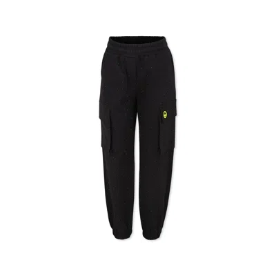 Barrow Kids' Black Trousers For Girl With Rhinestones And Smiley