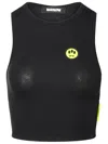 Barrow Black Crop Top With Logo In Blue