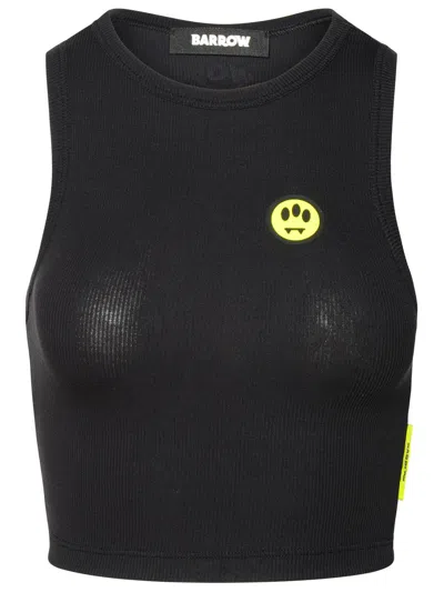 Barrow Black Crop Top With Logo In Blue