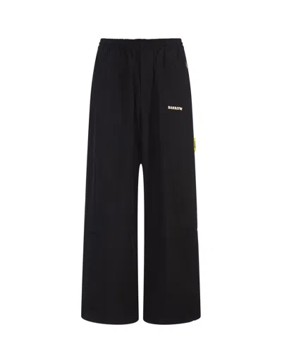 BARROW BLACK WIDE-LEG TRACK PANTS WITH LOGO