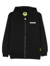 Barrow Black Zippered Hoodie With Front And Back Logo In Black