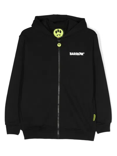 BARROW BLACK ZIPPERED HOODIE WITH FRONT AND BACK LOGO