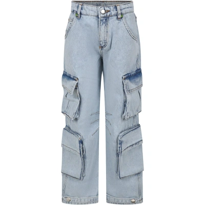 Barrow Blue Jeans For Kids With Smiley In Denim