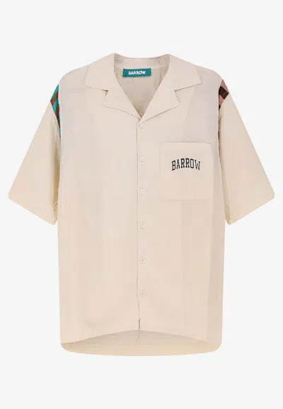 Barrow Bowling Shirt With Knitted Inserts In Neutral