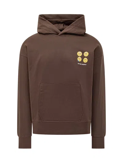 BARROW BARROW BROWN HOODIE WITH SMILEY BARROW PRINT