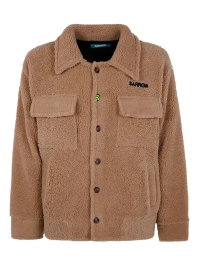 Barrow Button Teddy Jacket In Brown