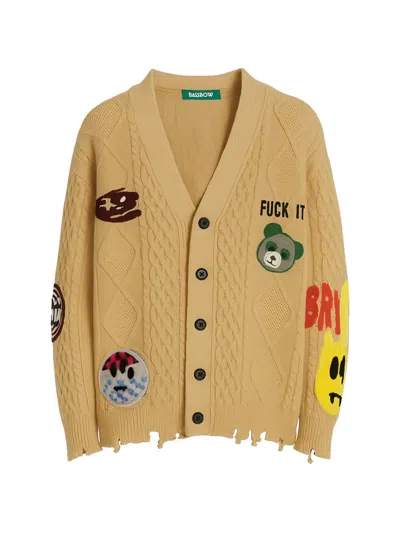 Barrow Cable-knit Distressed Cardigan In Brown