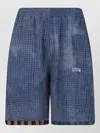 Barrow Chambray Unisex Shorts Checkered Pattern Pockets In Blue