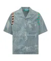 Barrow Bowling Collar Shirt With Micro-checkered Pattern In Blue