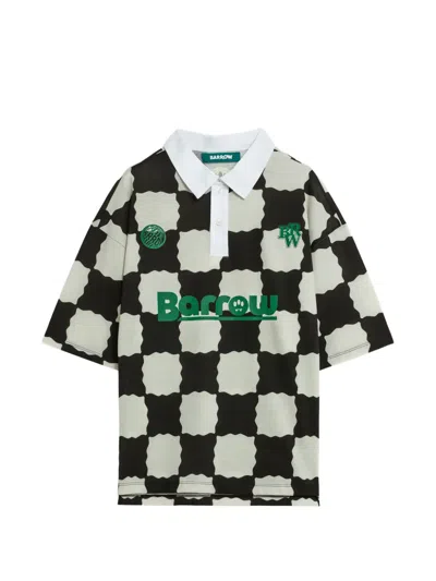 Barrow Chequered Short-sleeve Polo Shirt In Black