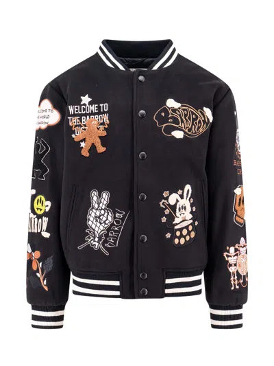 Barrow College Padded Jacket With Patches And Embroidery In Black
