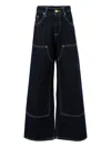 Barrow Contrast-stitch Wide-leg Jeans In Black