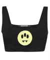 Barrow Smiley-face Jersey Fleece Cropped Top In Black