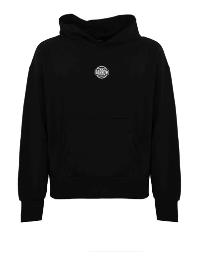 Barrow Cotton Hoodie With Creative Madness Print In Black
