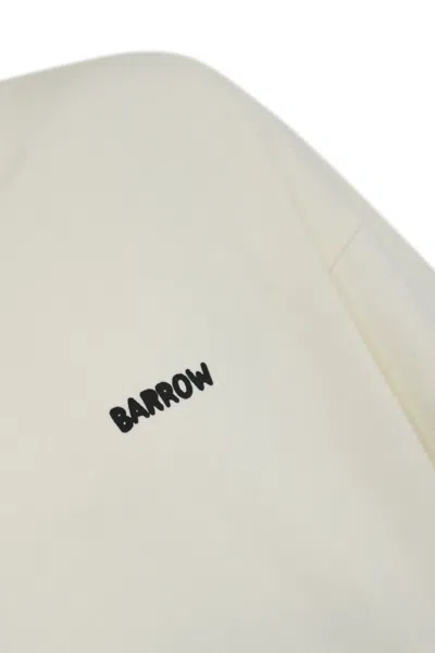 Barrow Cotton Hoodie With Teddy Print In Off White
