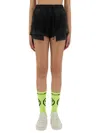 Barrow Cotton Shorts High-rise Waist Elastic Waistband In Black
