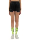 Barrow Cotton Shorts High-rise Waist Elastic Waistband In Black