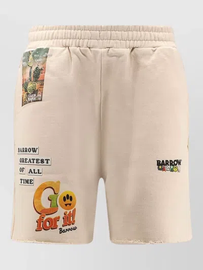 Barrow Cotton Shorts Elastic Waistband Iconic Print In Neutral