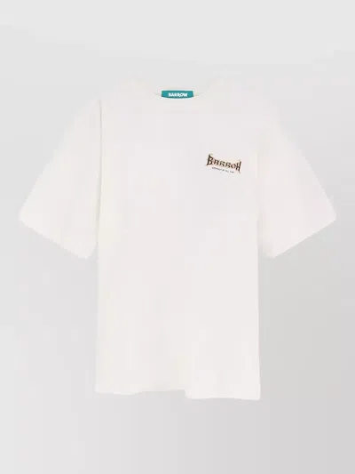Barrow Cotton T Shirt Logo Back Crew Neck In White