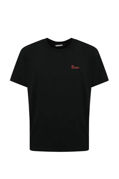 Barrow Cotton T-shirt With  Cream Print In Black