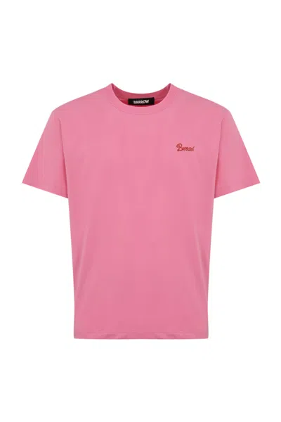 Barrow Cotton T-shirt With  Cream Print In Prism Pink