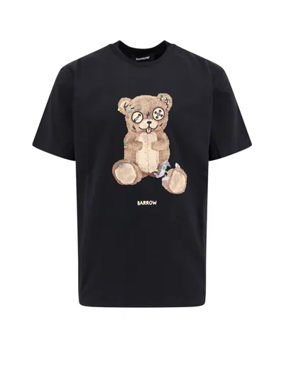 Barrow Cotton T-shirt With Flocked Logo In Black