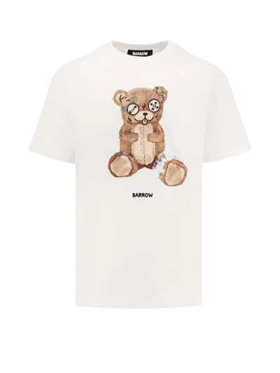 Barrow Cotton T-shirt With Flocked Logo In White