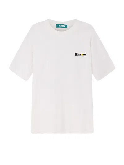 Barrow Cotton T-shirt With Frontal Logo In White