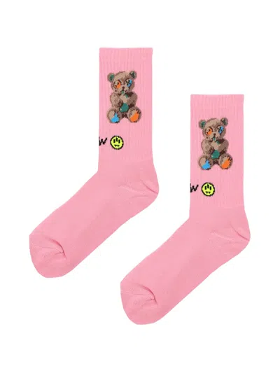 Barrow Kids' Cotton Teddy Socks In Pink