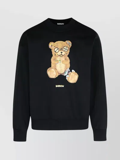 Barrow Crew Neck Graphic Print Sweatshirt In Black