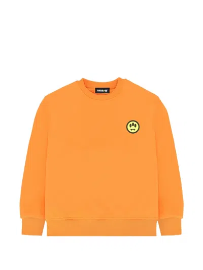 Barrow Kids' Crew-neck Graphic Sweatshirt In Orange