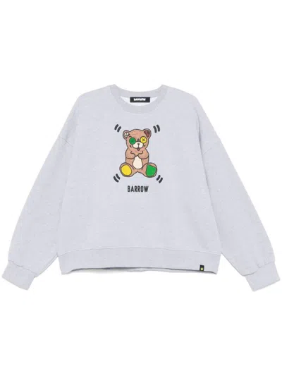 Barrow Crew-neck Print Sweatshirt In Grey