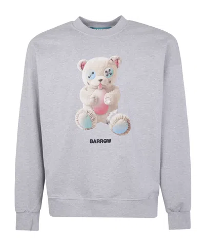 Barrow Crew Neck Printed Sweatshirt In Brown