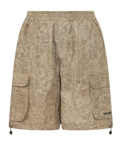 Barrow Crinkled Cargo Shorts In Brown