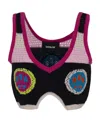 Barrow Multicoloured Crop Top With Logos In Black