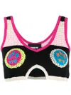 Barrow Multicoloured Crop Top With Logos In Schwarz