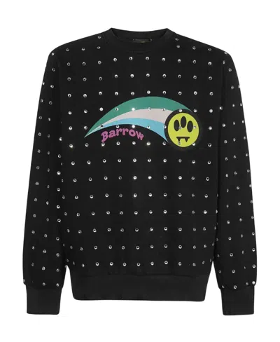 Barrow Crystal-embellished Graphic-print Sweatshirt In Black