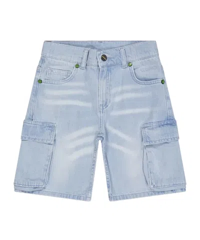 Barrow Denim Cargo Shorts In Blue