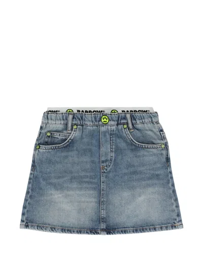 Barrow Kids' Denim Cotton Skirt In Blue
