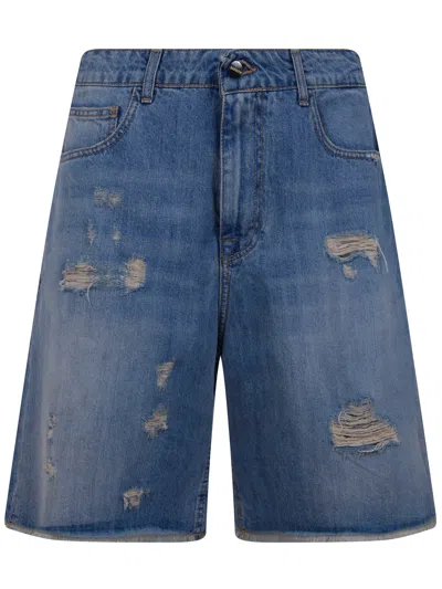 Barrow Denim Shorts Unisex In Blue