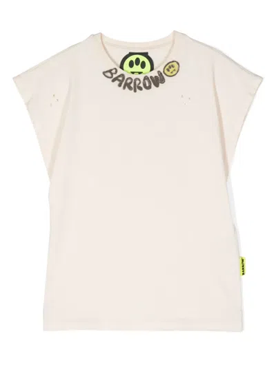Barrow Kids' Distressed-effect Cotton T-shirt In Neutrals