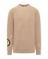 Barrow Distressed Intarsia-knit Logo Jumper In Nude