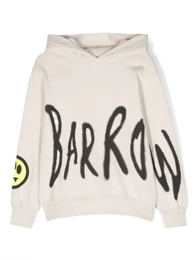 Barrow Kids' Logo-print Cotton Hoodie In Neutrals