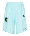 Barrow Shiny Elastic Waistband Bermuda Shorts With Number Print In Blue