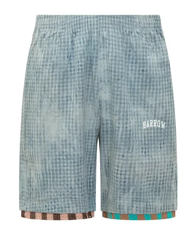 Barrow Elasticated Waistband Checked Shorts In Green