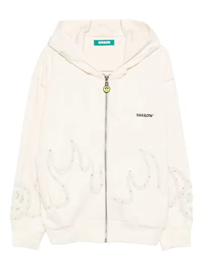 Barrow Embellished Zip-up Hoodie In White