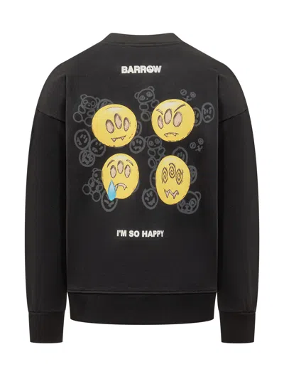 Barrow Embroidered Emoji Sweatshirt In Nero