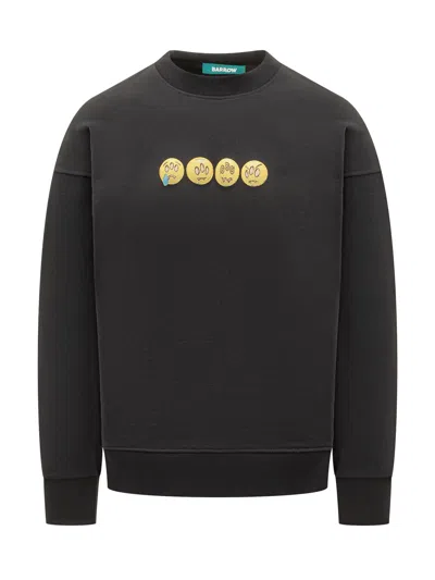 Barrow Embroidered Emoji Sweatshirt In Nero