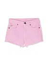Barrow Embroidered-logo Frayed-hem Shorts In Pink