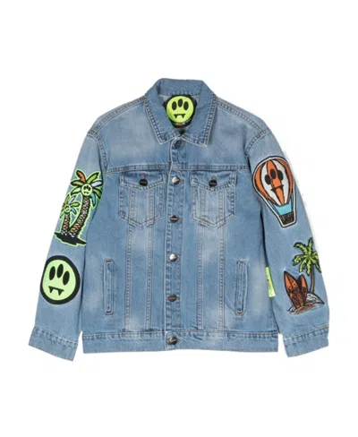 Barrow Embroidered Patch Denim Jacket In Blue